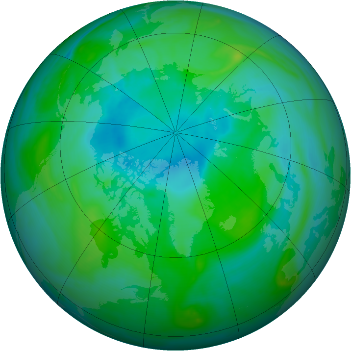 Arctic ozone map for 25 August 2007